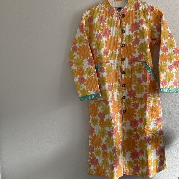 SLV Sunny Floral Long Coat Medium - Picture 4 of 7
